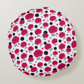 Wine Rose Green Polka Dot Graphic Pattern Modern   ラウンドクッション (裏面)
