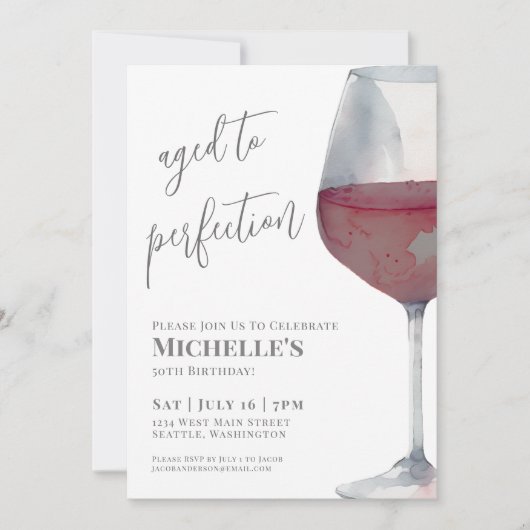 Wine Simple Fifty 50th Birthday Party 招待状 (正面)