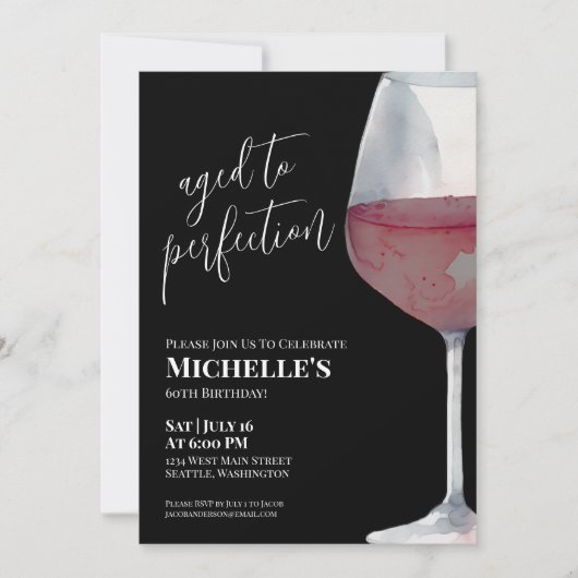 Wine Simple Sixty 60th Birthday Party 招待状 (正面)