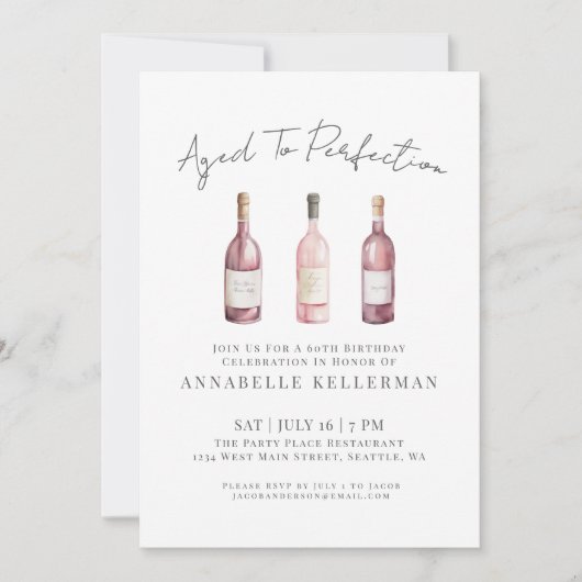 Wine Simple Sixty 60th Birthday Party 招待状 (正面)