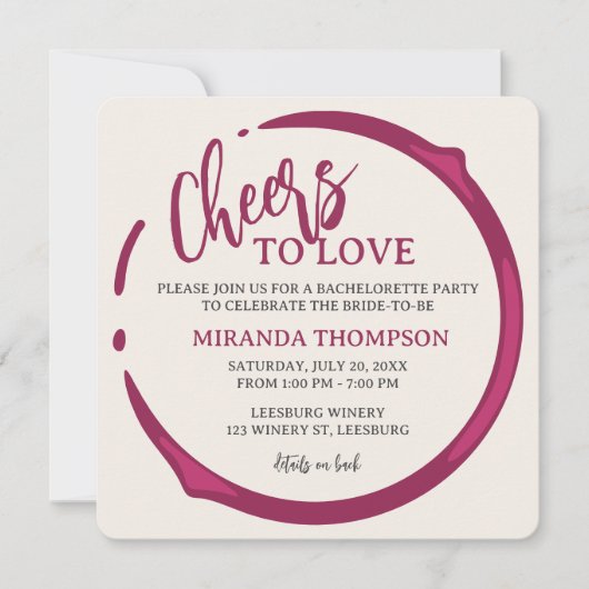 Wine Stain Bachelorette Party Invitation 招待状 (正面)
