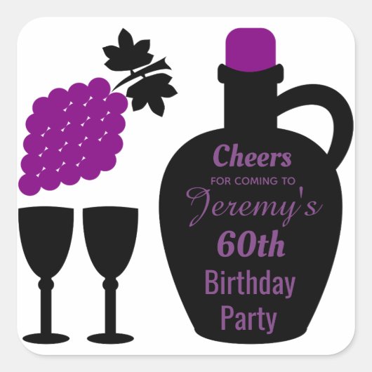 Wine tasting Birthday Milestone Custom スクエアシール (正面)