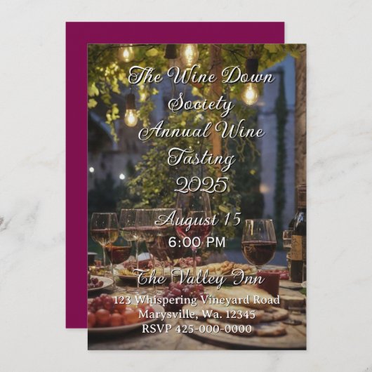 Wine Tasting Evening Invitation 招待状 (正面/裏面)