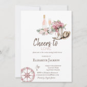 Wine Tasting Floral Western Bridal Shower  招待状 (正面)