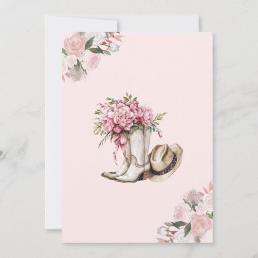 Wine Tasting Floral Western Bridal Shower  招待状 (裏面)