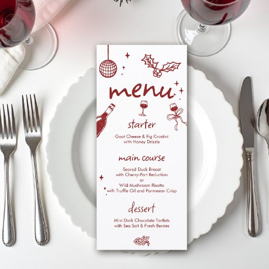 Wine Tasting Holiday Christmas Party Hand-Drawn メニュー