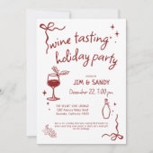 Wine Tasting Holidays Party Whimsical Christmas 招待状 (正面)