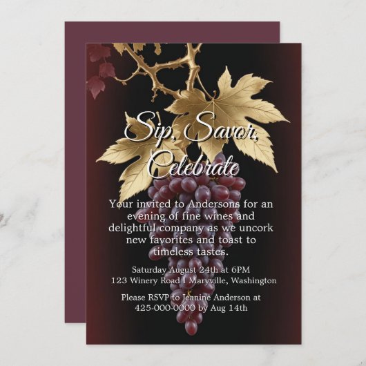 Wine Tasting Invitation 招待状 (正面/裏面)