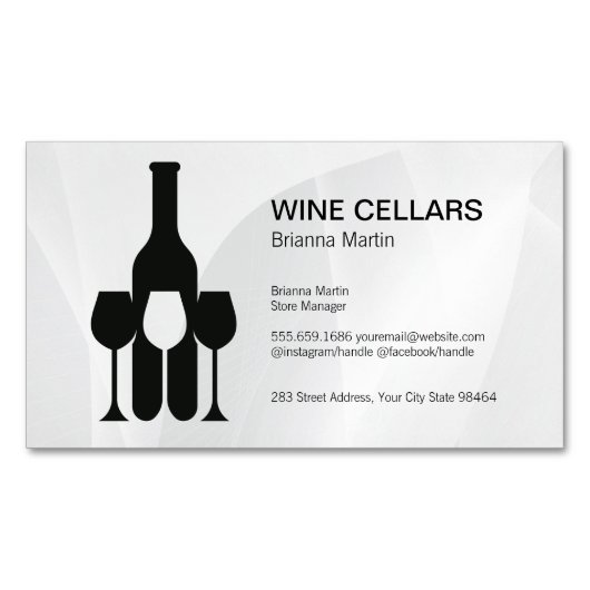Wine Tasting Logo | Bottle | Glasses マグネット名刺 (正面)