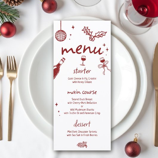 Wine Tasting Party Holiday Christmas Hand-Drawn メニュー