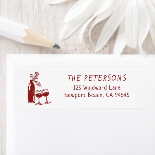 Wine Tasting Party Holiday Christmas Hand-Drawn ラベル (インサイチュ)