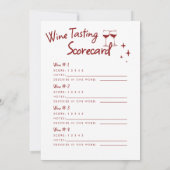 Wine Tasting Party Scorecard Game Doodle Holiday  招待状 (裏面)