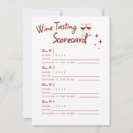 Wine Tasting Party Scorecard Game Doodle Holiday 招待状 (裏面)