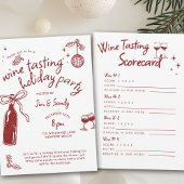 Wine Tasting Party Scorecard Game Doodle Holiday 招待状
