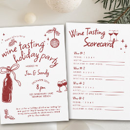 Wine Tasting Party Scorecard Game Doodle Holiday  招待状