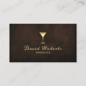 Wine Tasting Sommelier Bartender Elegant Leather 名刺 (正面)