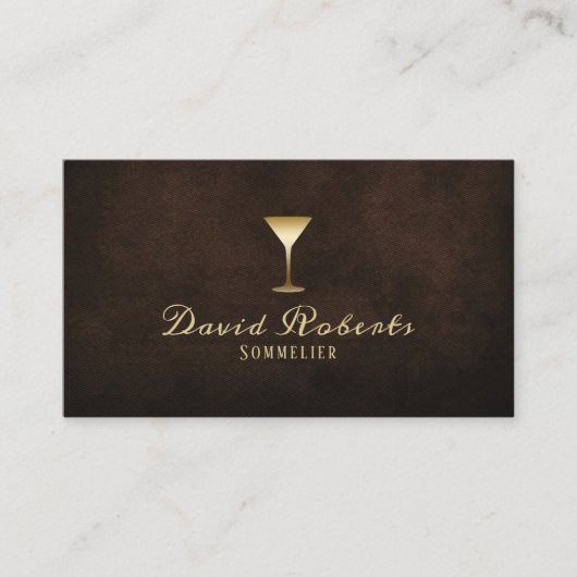 Wine Tasting Sommelier Bartender Elegant Leather 名刺 (正面)
