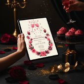 Wine Toast Floral Galentine's Invitation 招待状