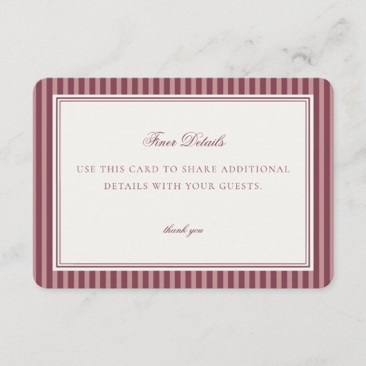 Wine Vineyard Club Old Money Details Card Insert エンクロージャーカード (正面)