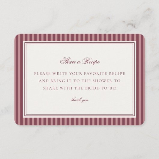 Wine Vineyard Club Old Money Share a Recipe Insert エンクロージャーカード (正面)