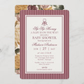 Wine Vineyard Club Old Money Striped Baby Shower 招待状 (正面/裏面)