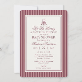 Wine Vineyard Club Old Money Striped Baby Shower 招待状