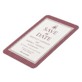 Wine Vineyard Club Old Money Striped Save the Date マグネット (左側)