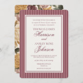 Wine Vineyard Club Old Money Striped Wedding 招待状 (正面/裏面)