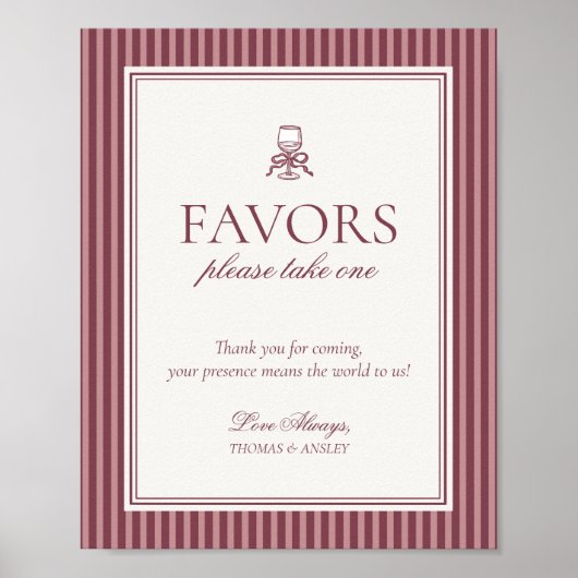 Wine Vineyard Club Old Money Wedding Favors Sign ポスター (正面)