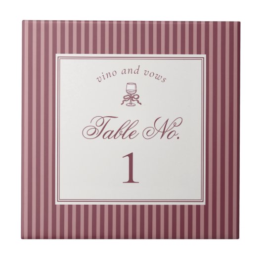 Wine Vineyard Club Old Money Wedding Table Number タイル (正面)