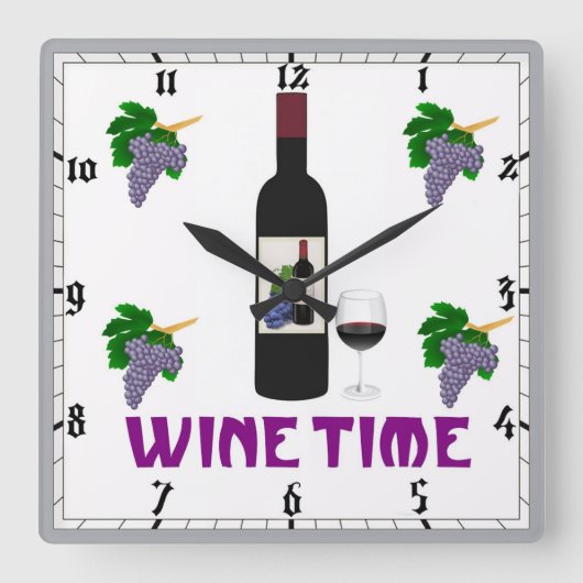 Wine Wall Clock スクエア壁時計 (正面)