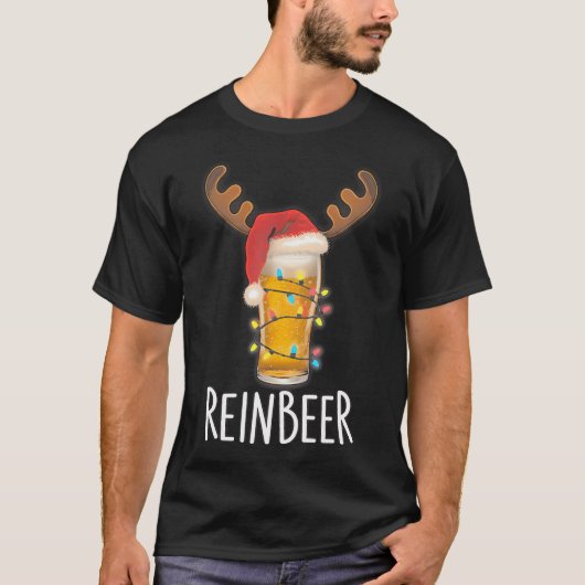 Winedeer Reinbeer Santa Hat Reindeer Couple Xmas M Tシャツ (正面)