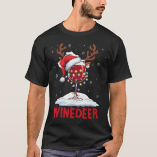 Winedeer Reinbeer Santa Hat Reindeer Couple Xmas M Tシャツ