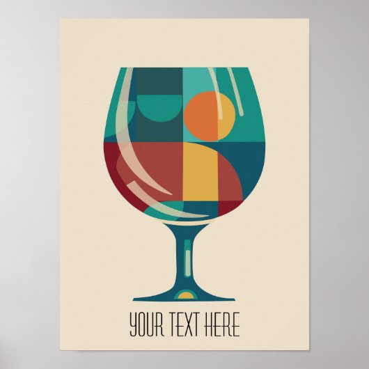 Wineglass Mid Century Modern Poster - Customizable ポスター (正面)