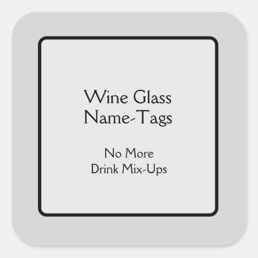 WineGlass Name Tags スクエアシール (正面)