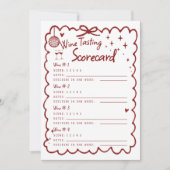 Winery Bachelorette Party 4 Wine Tasting Scorecard (正面)