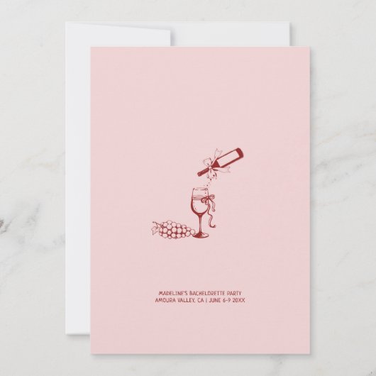 Winery Bachelorette Party 4 Wine Tasting Scorecard (裏面)