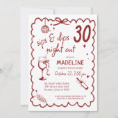 Winery Night Out Wine Tasting Chic 30th Birthday 招待状 (正面)