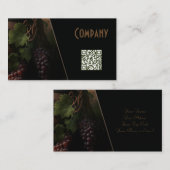 Winery Wine crapes bottled with QR on black design 名刺 (正面/裏面)
