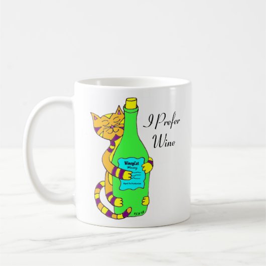 Winey猫、"私はワイン"のコーヒー、茶またはワインのマグ好みます コーヒーマグカップ (左)