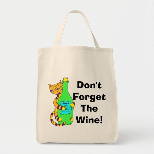 Wineycatは"忘れませんワインを!" 買い物袋 トートバッグ (正面)
