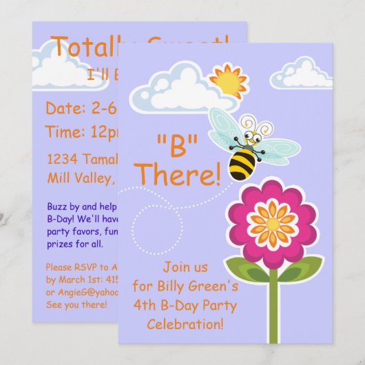 Wing-Nutz™_のまわりに_purple_B There! 招待状 (正面/裏面)