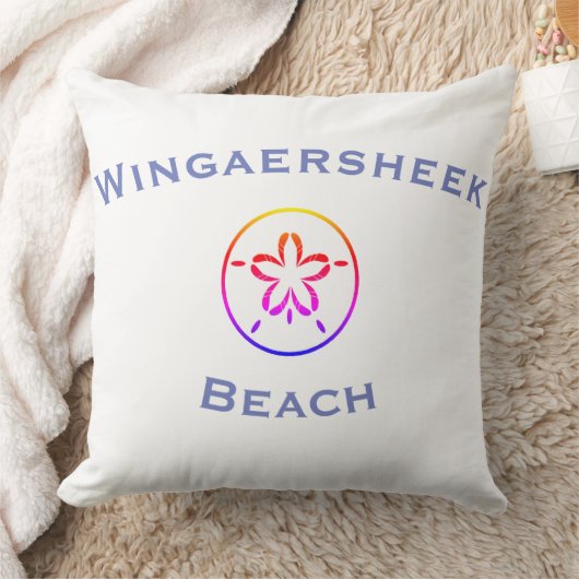 Wingaersheek Beach Longitude/Latitude Throw Pillow クッション (ブランケット)