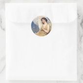 Winged angel figure sleeping dreaming on clouds ラウンドシール (バッグ)