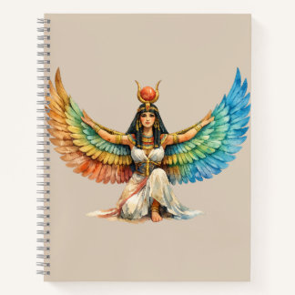 Winged Egyptian Goddess Mythology Inspired Design ノートブック
