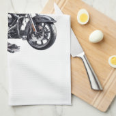 Winged Harley-Davidson Motorcycle Watercolor Illus キッチンタオル (四つ折り)