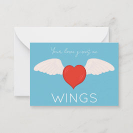 Winged Love Valentine Flat Note Card ノートカード