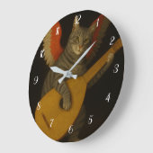 Winged Musician Cat Playing Lute Art               ラージ壁時計 (傾斜)