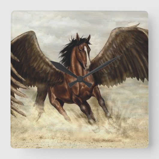 Winged Pegasus スクエア壁時計 (正面)