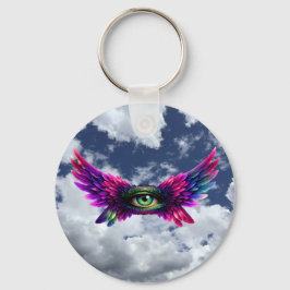 Winged Protection Eye – Round Intention Keychain キーホルダー